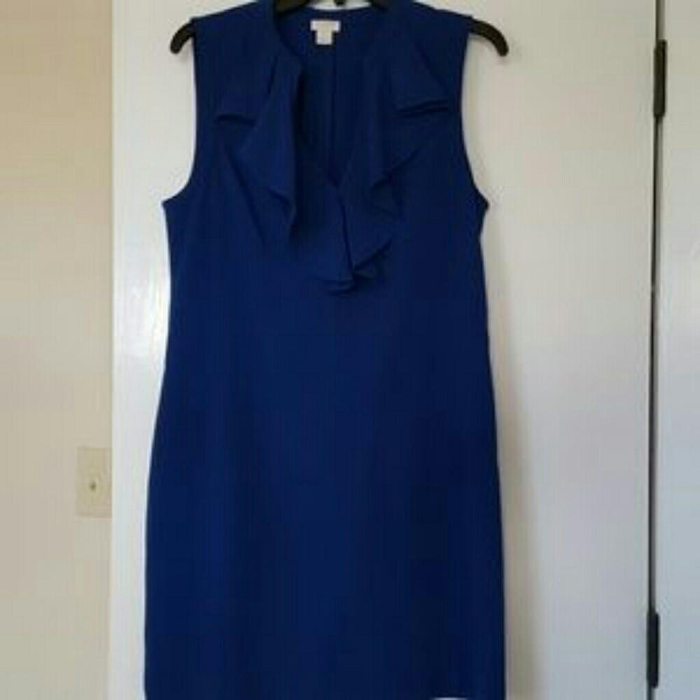 J. Crew Royal Blue Ruffle Shift Dress